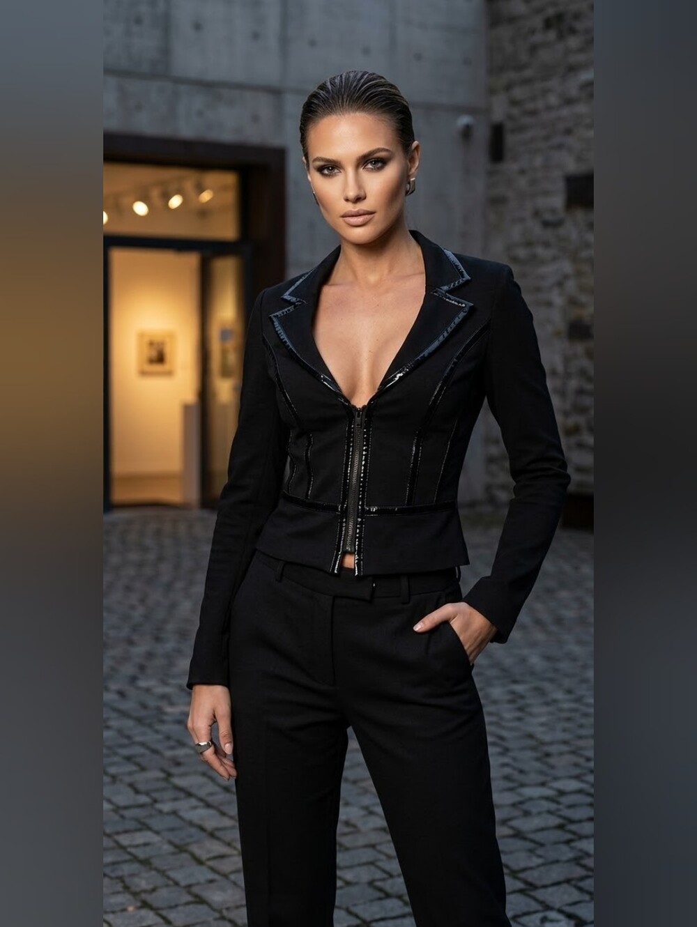 Tally Weijl Black Tailored Corset Style Cotton Blazer With Zipper S